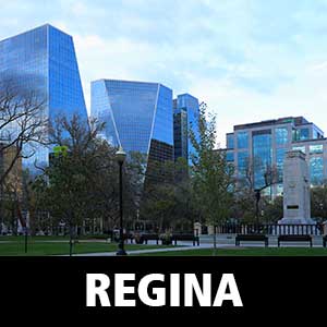 Thumbnail image for Age-Friendly Regina. Image is of view of Victoria Park including the Cenotaph, with downtown buildings in the background.
