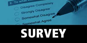 Small thumbnail image of survey answer boxes with pen. Caption is Survey.