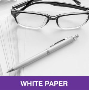 Thumbnail image of glasses and pen on stack of blank paper, with caption White Paper